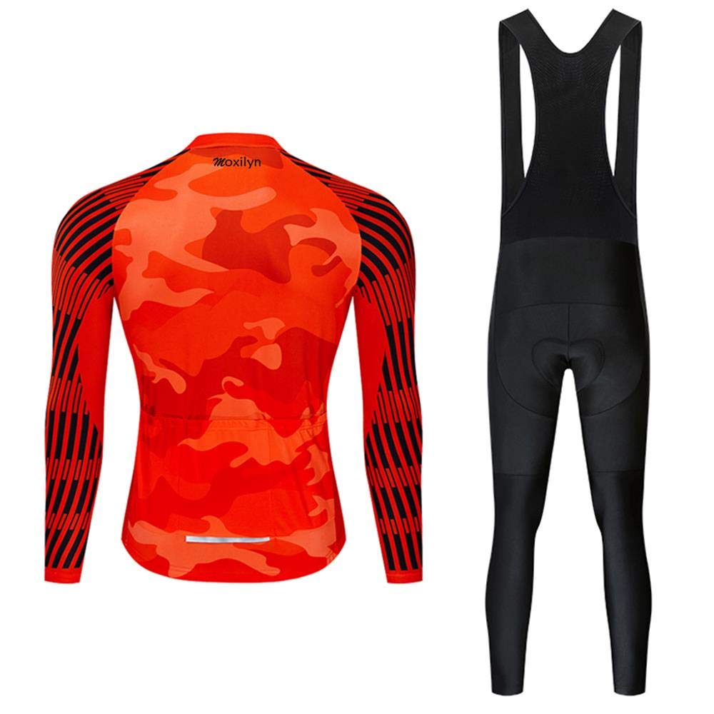 Men's Pro Cycling Jersey Set - Long Sleeve Quick Dry Bike Jacket & Bib Shorts with 9D Padding - High Performance Cycling Outfit for Road Biking, Training & Outdoor Sports