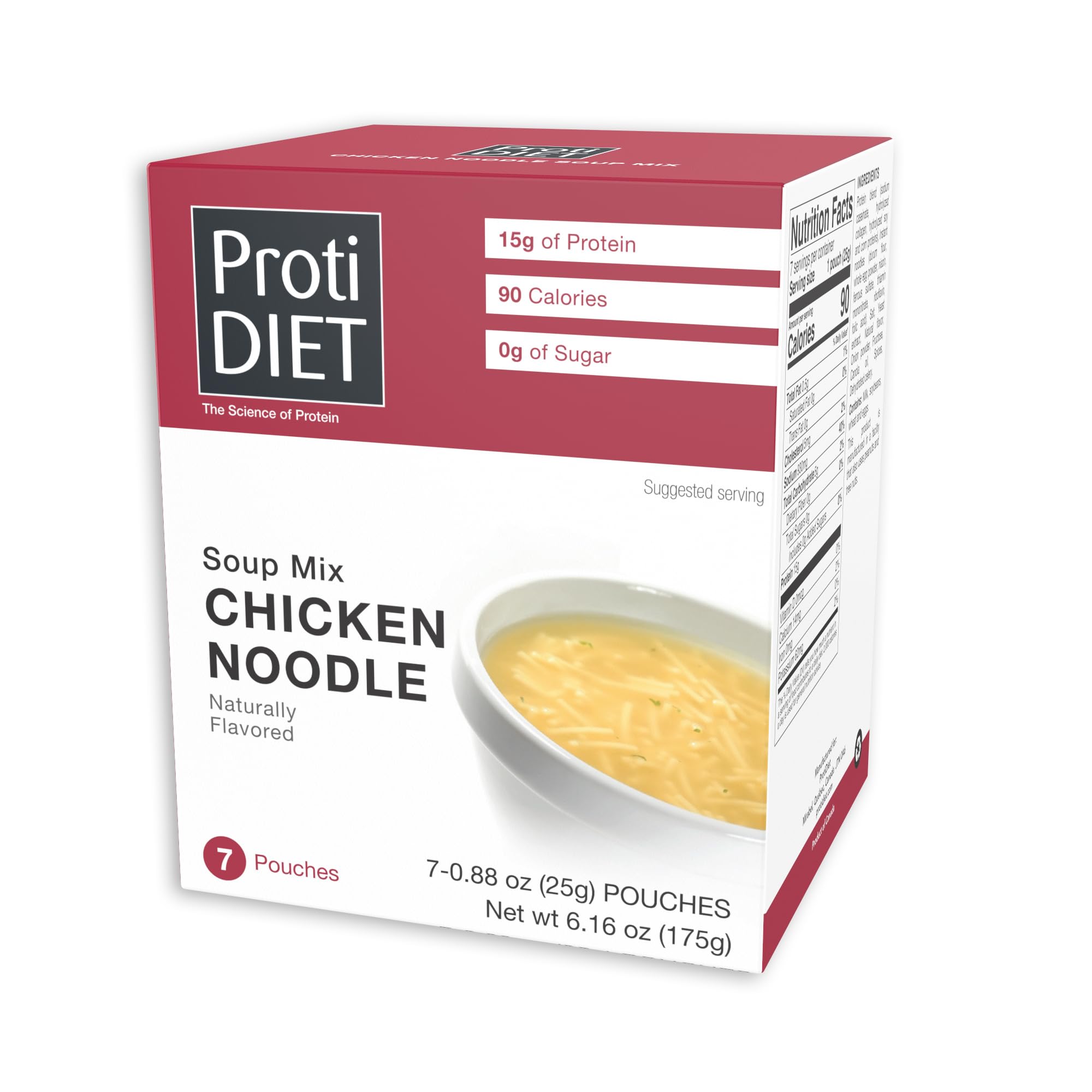 ProtiDIET High Protein Chicken Noodle Soup Mix - Keto Friendly, Low Fat & Sugar Free Meal Replacement with Collagen - Quick Easy Protein Powder Soup (7 Pack) | Perfect for Weight Loss, Post-Workout Recovery & Busy Lifestyles