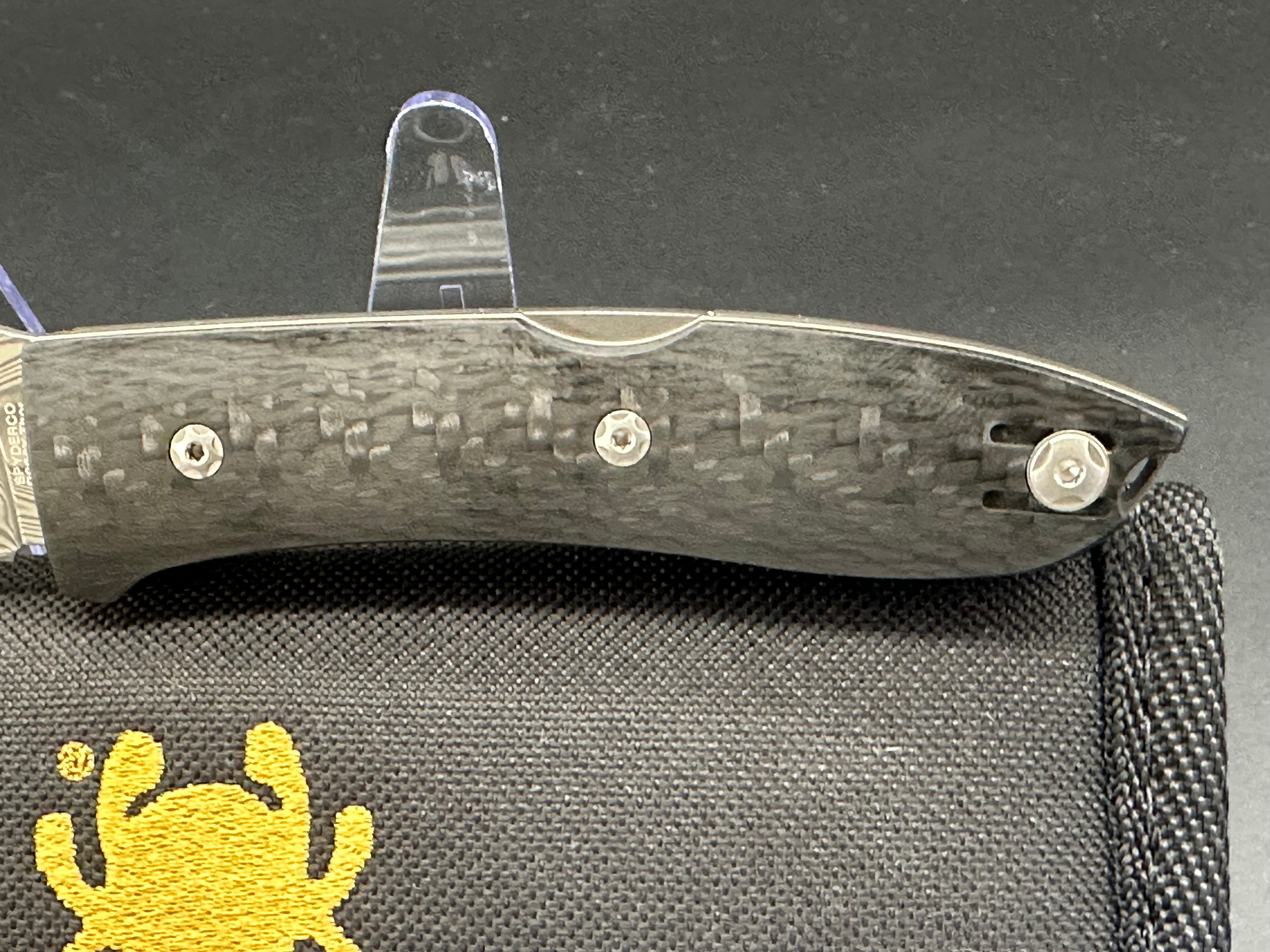 Spyderco SpyOpera Folding Knife - Carbon Fiber Handle & Damasteel Blade - EDC Pocket Knife for Outdoor, Camping & Everyday Carry