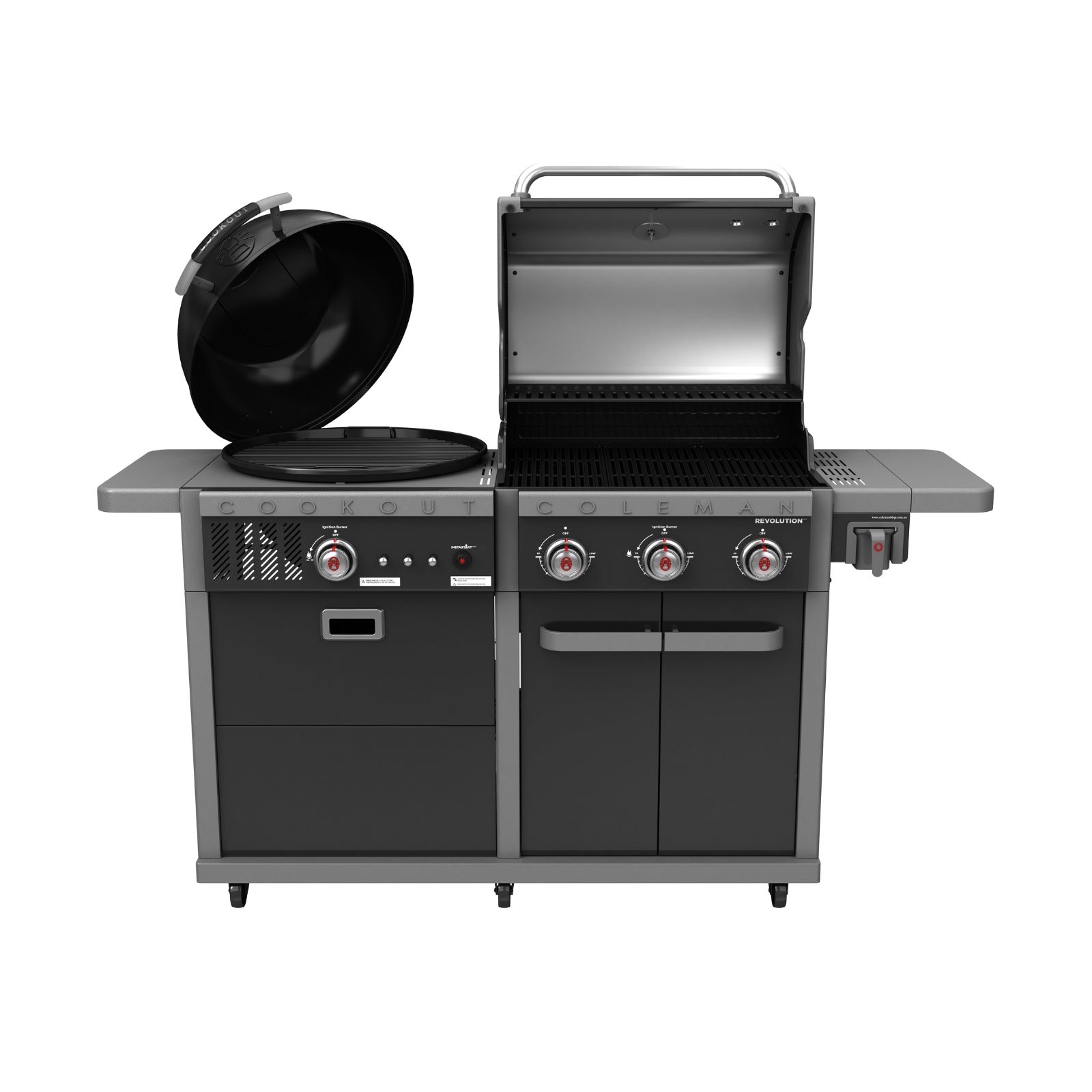 Coleman Revolution Dual Fuel Gas & Charcoal BBQ Grill - Black Gloss Finish - Portable Outdoor Camping & Backyard Grilling REVDFBGL