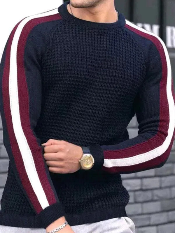 Stylish Geometric Print Round Neck Men's Pullover Sweater - Comfortable & Trendy for Casual Wear, Office, and Outdoor Activities