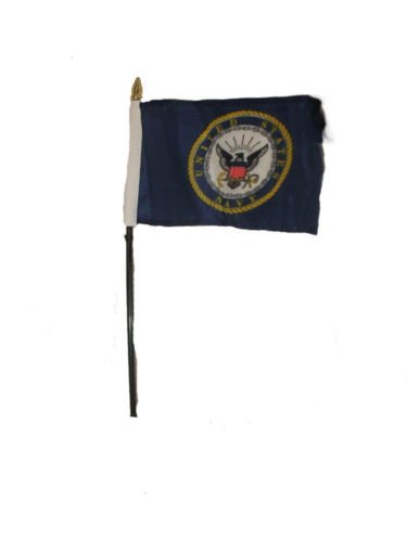 RFCO Wholesale Lot of 12 U.S. Navy Crest Seal 4''x6'' Desk Table Stick Flags - Premium Polyester Material, Vivid Colors, UV Fade Resistant - Perfect for Office Decor, Garden, Outdoor & Patriotic Events