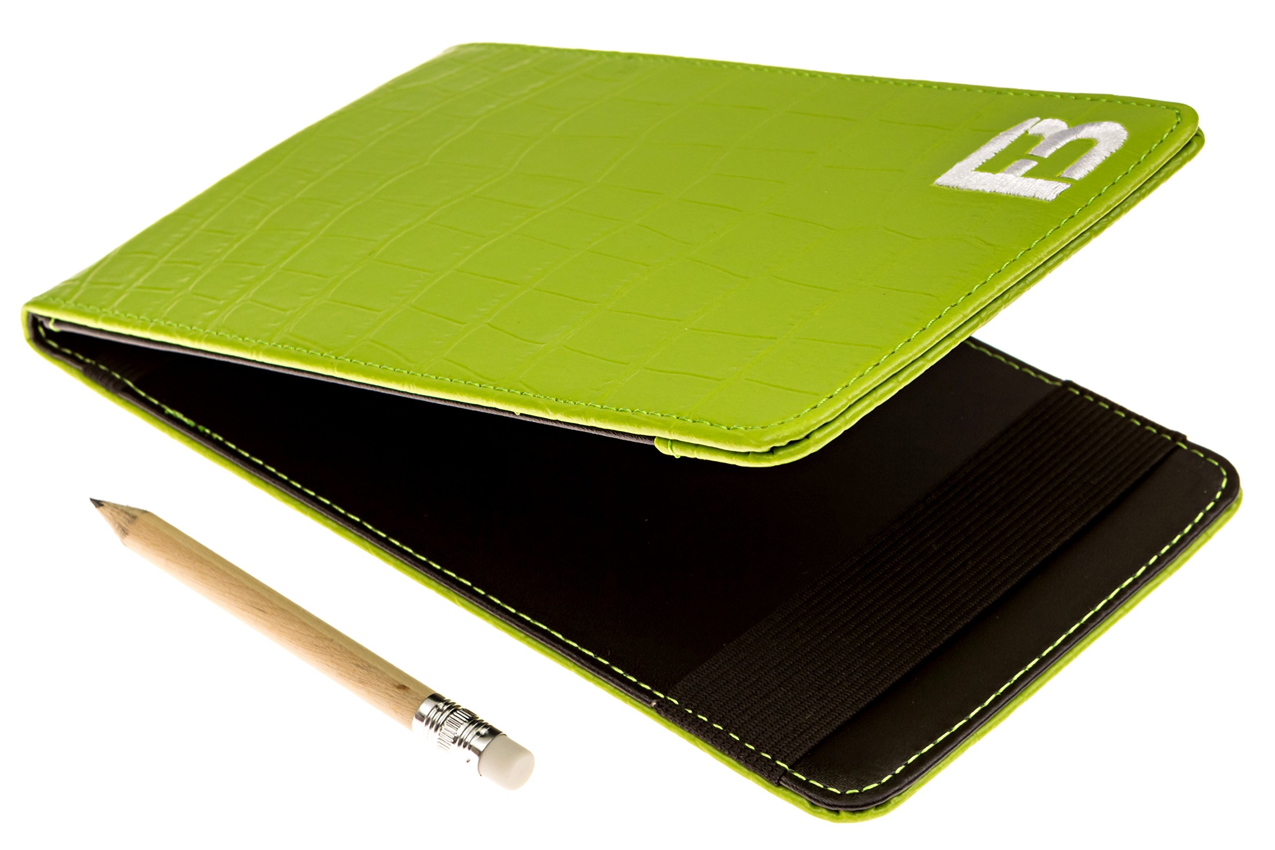 Premium Leather Golf Scorecard Holder & Yardage Book Cover - Golf Accessories with Free Pencil & Stat Tracker Sheet - Perfect for Golf Tournaments, Practice Rounds & Course Play
