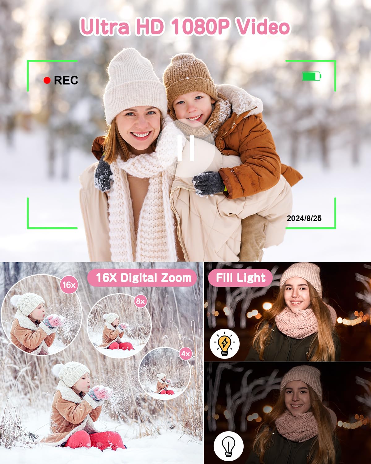 48MP Kids Instant Print Camera with 1080P Video - Selfie Digital Camera for Boys & Girls Ages 4-9 | Includes 32GB Card, Print Paper | Perfect Christmas & Birthday Gift (Pink) | Great for Travel, Parties & Creative Play