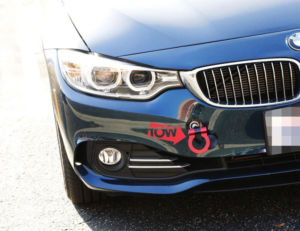 2 Pack Red Tow Hook Arrow Pointer Stickers - Die Cut Vinyl Decals for Car Tow Hook Hole Bar - Perfect for Off-Road Vehicles, Racing Cars & Emergency Signaling