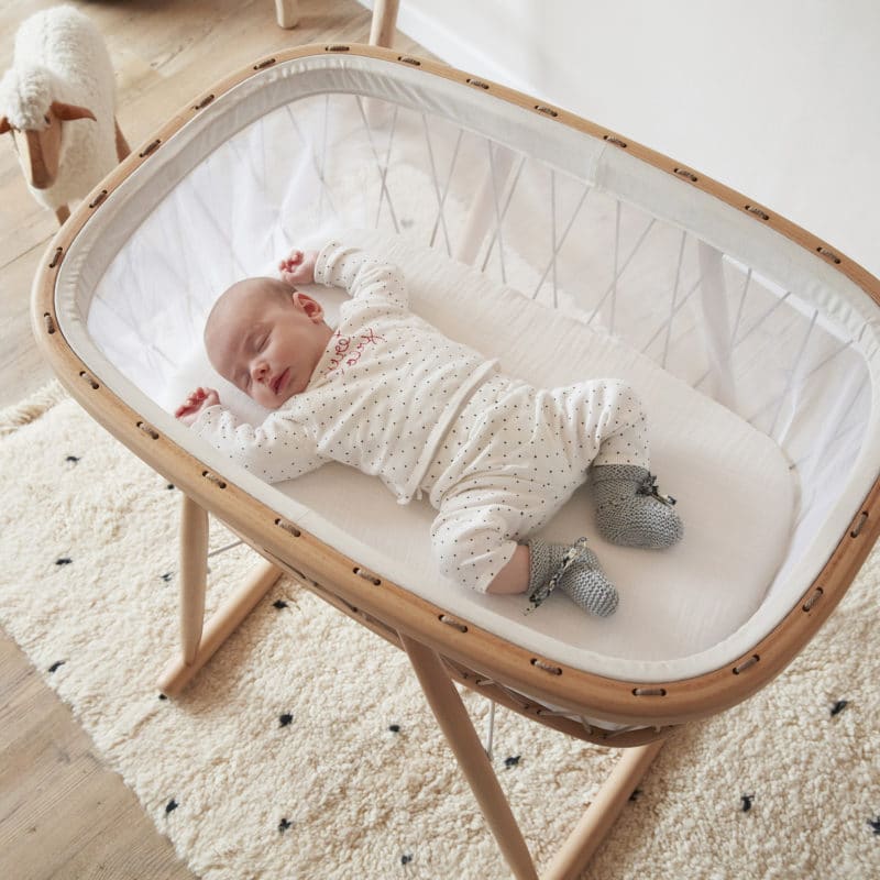 Charlie Crane Kumi Mesh Bassinet with Organic Mattress - Breathable Baby Crib for Newborns & Infants - Perfect for Nursery, Bedroom & Travel Use