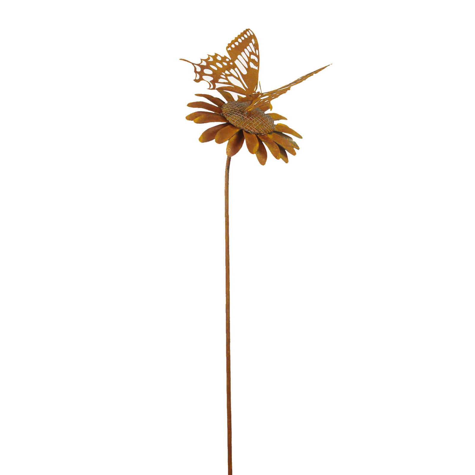 W4604 Decorative Garden Stake - Butterfly on Flower Metal Yard Art for Outdoor Lawn & Garden Decor