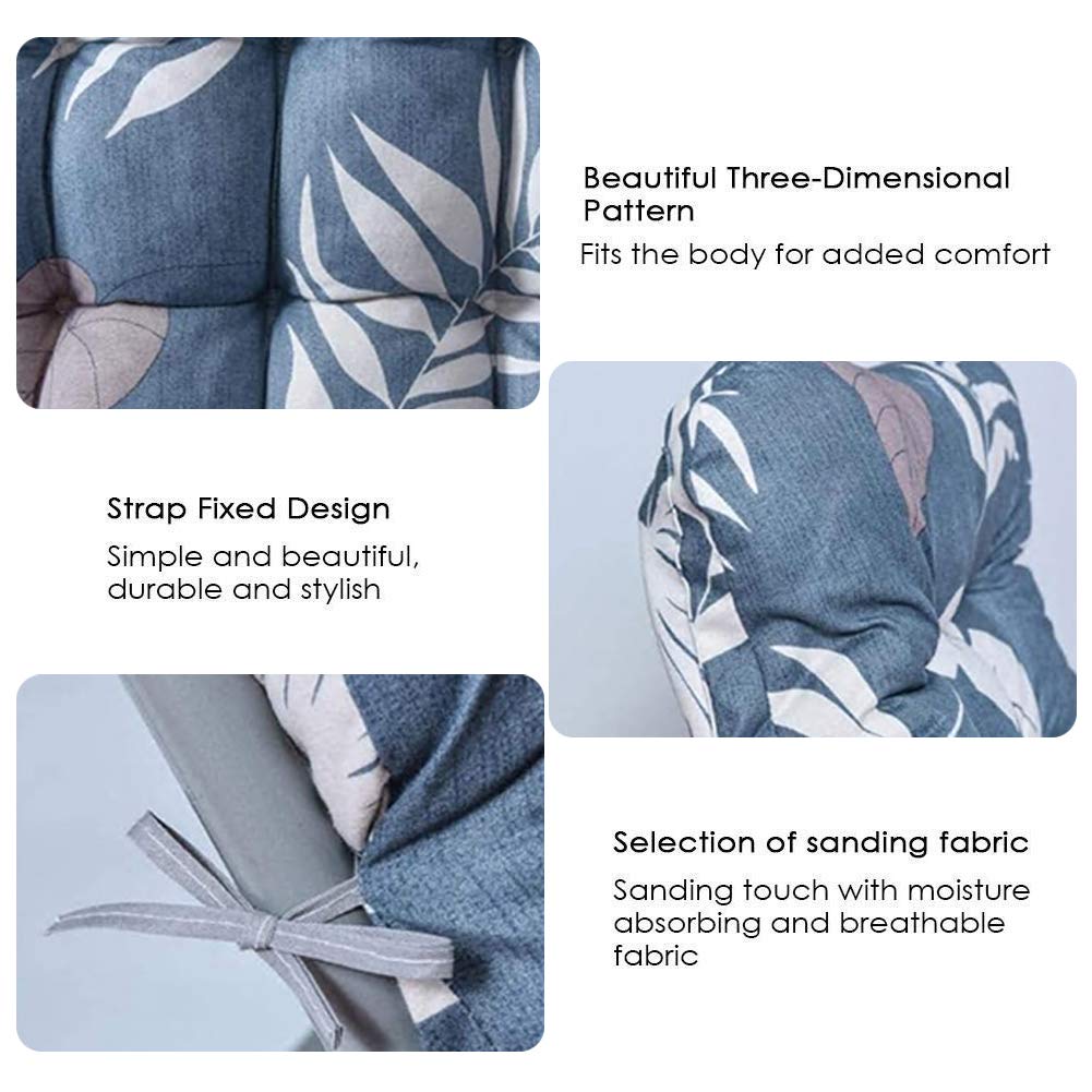 67 Inch Outdoor Lounge Chair Cushion - Waterproof Floral Print Patio Cushion with Non-Slip Back & Ties - High Back Support for Garden, Poolside, Deck, and Balcony Relaxation