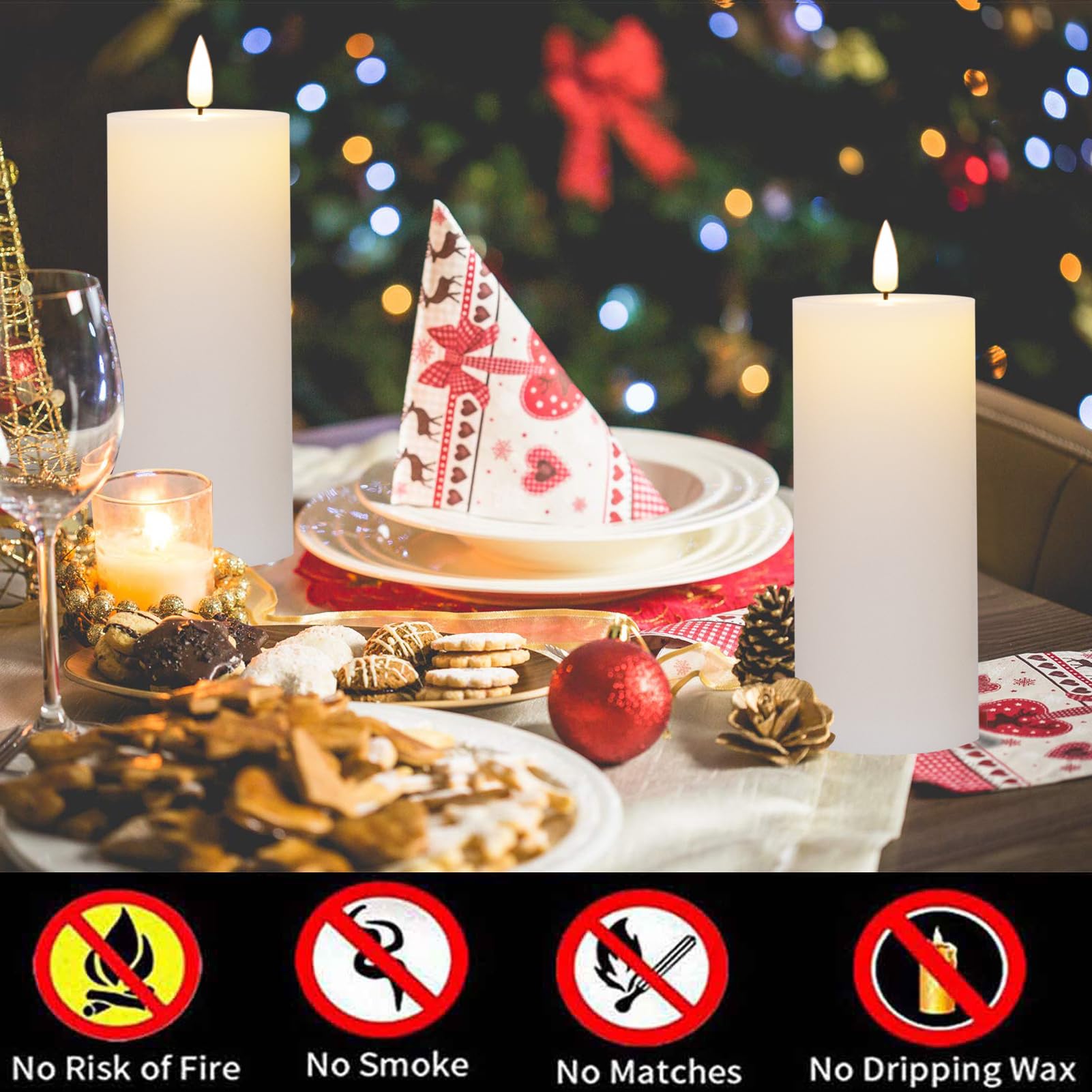 2-Pack White Flameless LED Candles (2.2x5 Inch) - Battery Operated with Remote Control, Realistic Flickering Effect - Perfect for Christmas Decor, Fireplace, Wedding, Party & Home Ambiance Lighting