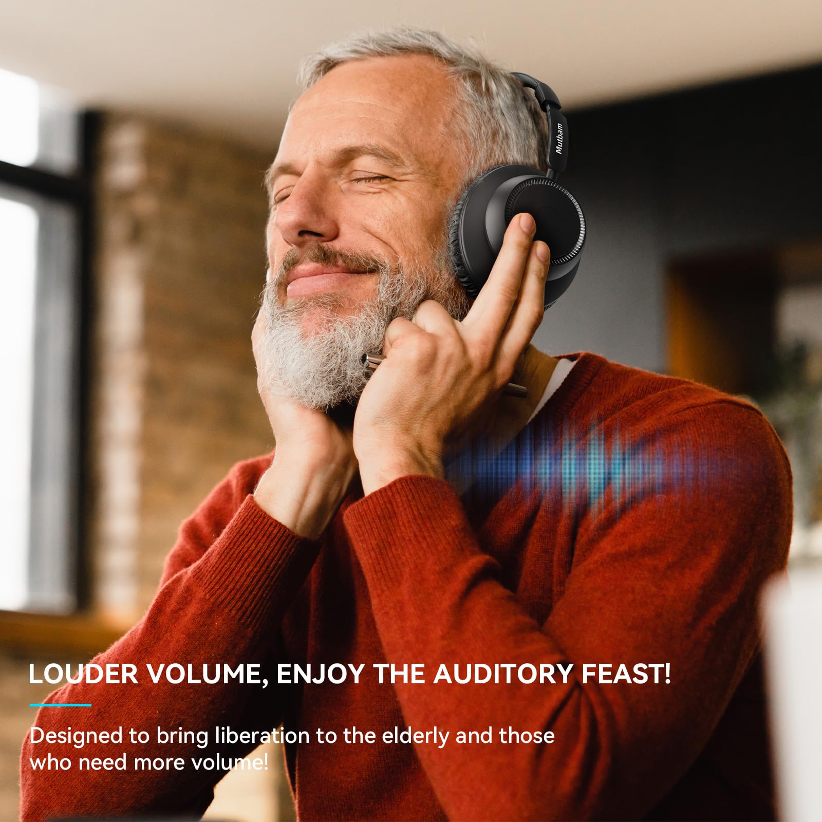 Wireless TV Headphones for Seniors - Bluetooth 5.2 Over-Ear Headphones with 65-Hour Battery Life, Charging Base & No Audio Delay | Perfect for Elderly Parents Watching TV at Home