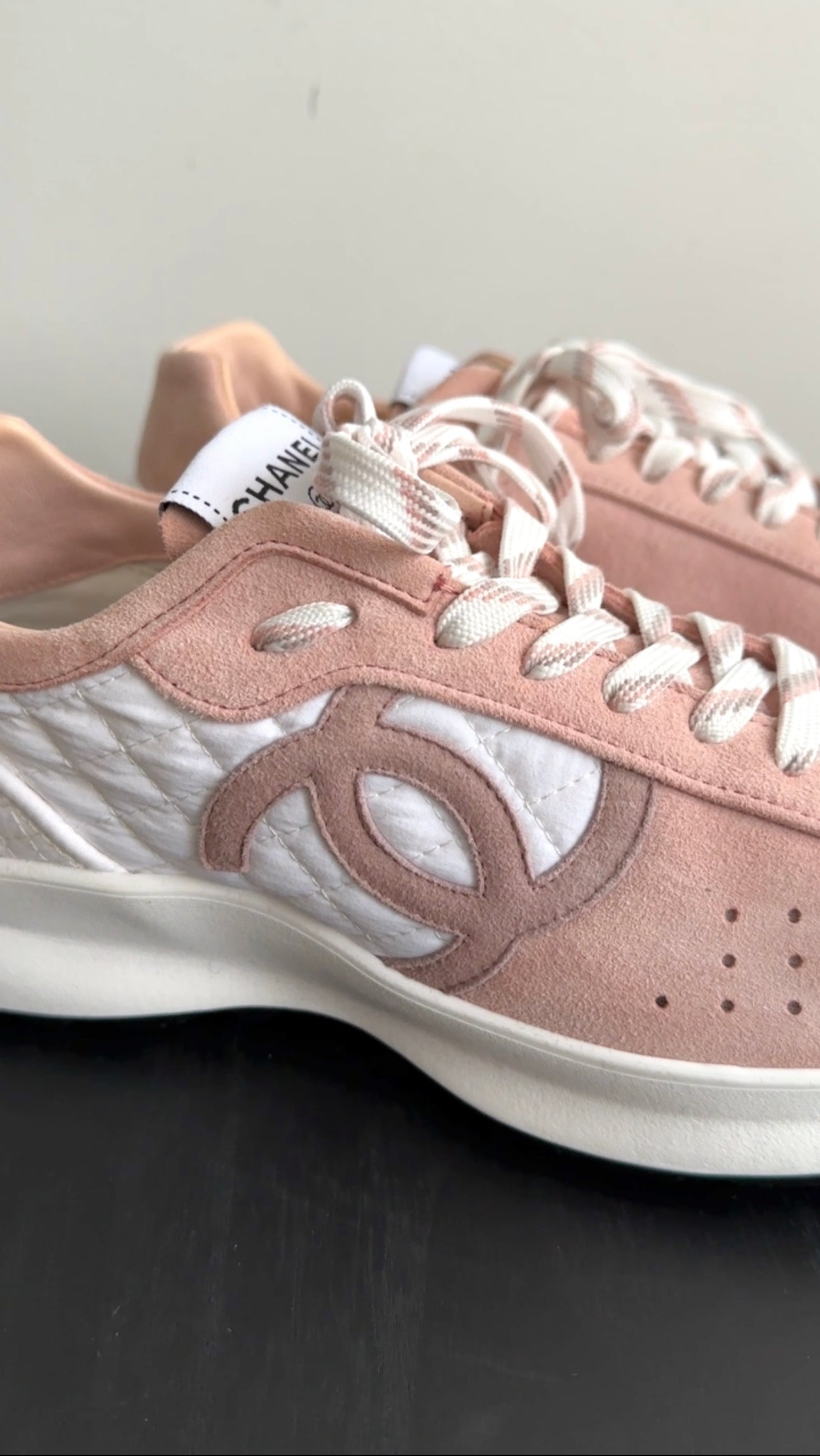 Chanel G39074 Light Pink Suede CC Logo Sneakers for Women - Size 40.5/39.5 - Luxury Casual Shoes for Everyday Wear & Fashion Outfits