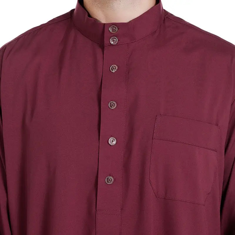 Authentic Middle Eastern Arab Men's Thawb with Stand-Up Collar | Traditional Thobe for Eid, Weddings & Special Occasions | Premium Quality Islamic Clothing for Men
