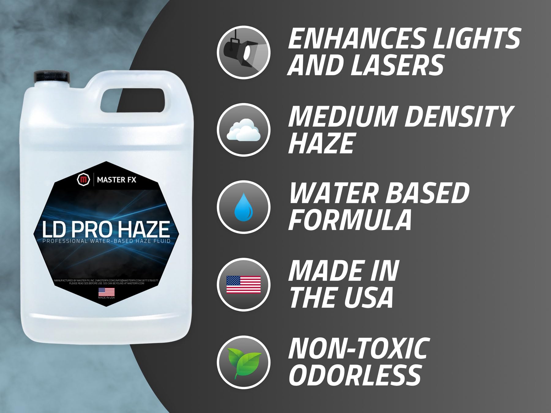 LD Pro Haze - Premium Water-Based Haze Machine Fluid (4 Gallon Case) - Ideal for Stage Performances, Concerts, and Special Effects Lighting