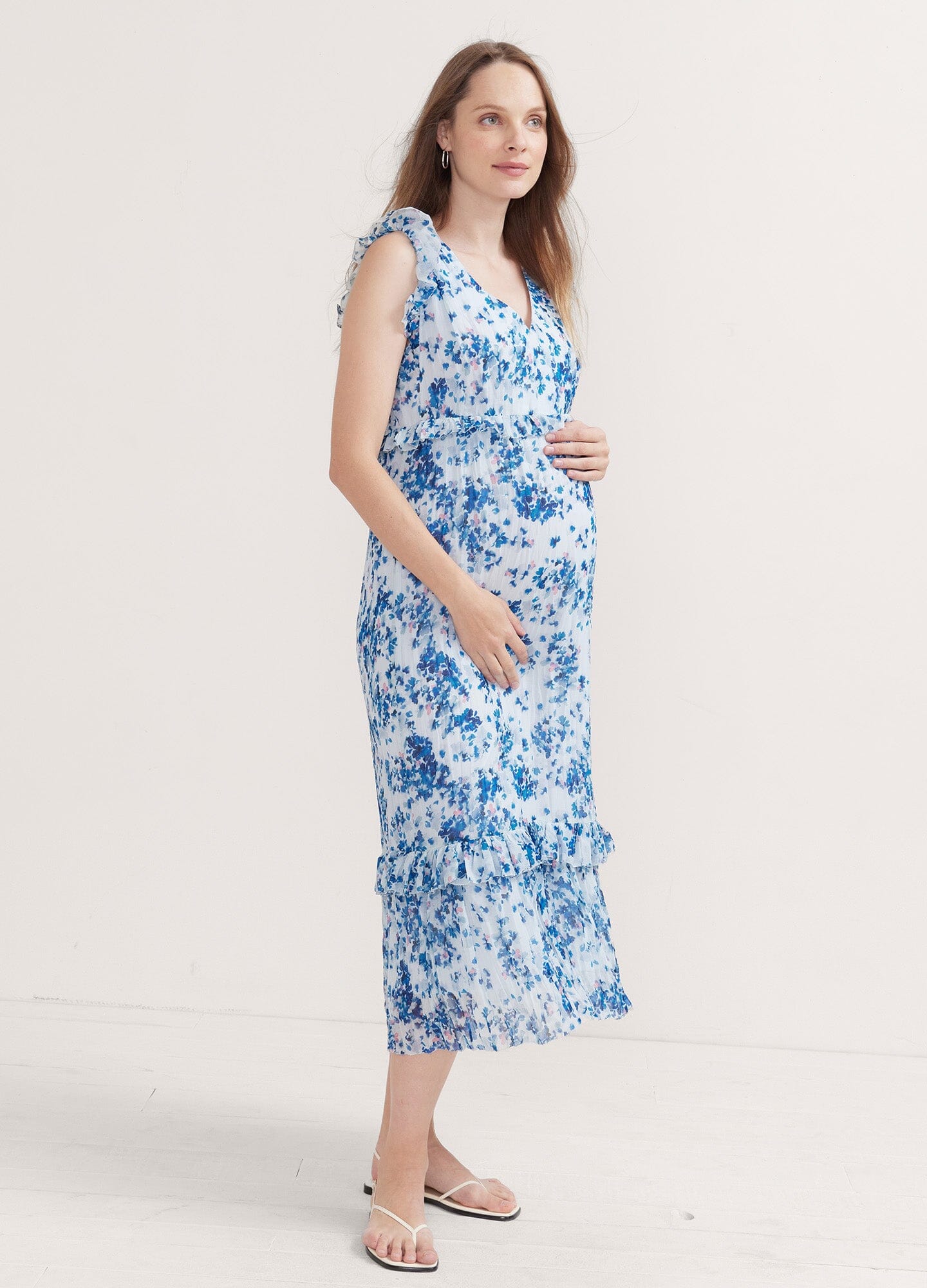 Luna Dress for Women - Elegant Flowy Midi Dress with Short Sleeves & V-Neck | Perfect for Summer, Beach, Date Night & Casual Wear