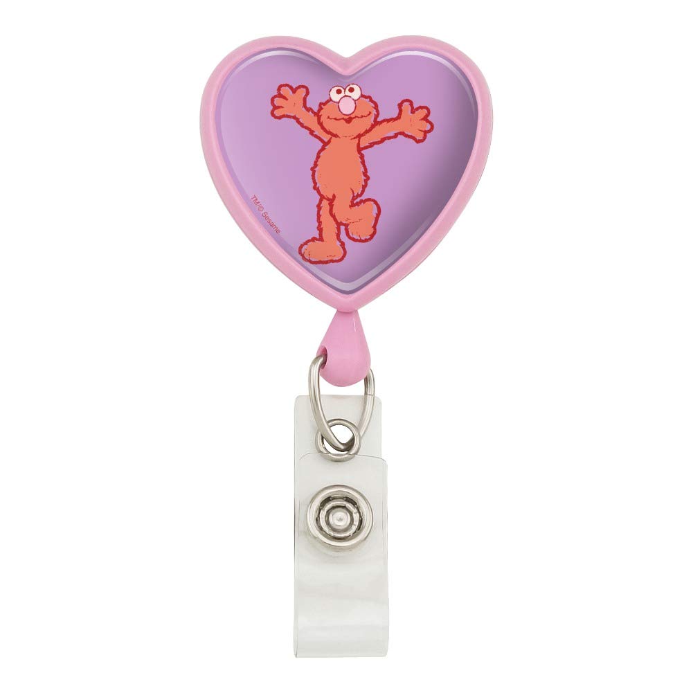 Elmo Distressed Heart Lanyard - Retractable Reel Badge Holder for ID Cards & Keys | Sesame Street Official Merchandise | Perfect for Teachers, Nurses, Office Workers & Event Staff