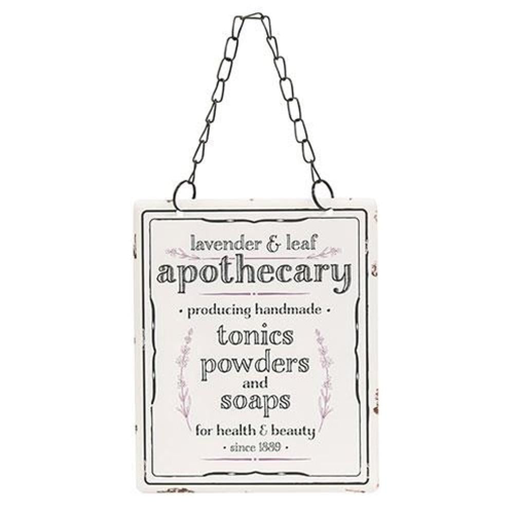 Lavender & Leaf Apothecary Hanging Metal Sign - Vintage Style Wall Decor for Kitchen, Bathroom, or Garden - Perfect for Farmhouse, Rustic, and Boho Home Decor