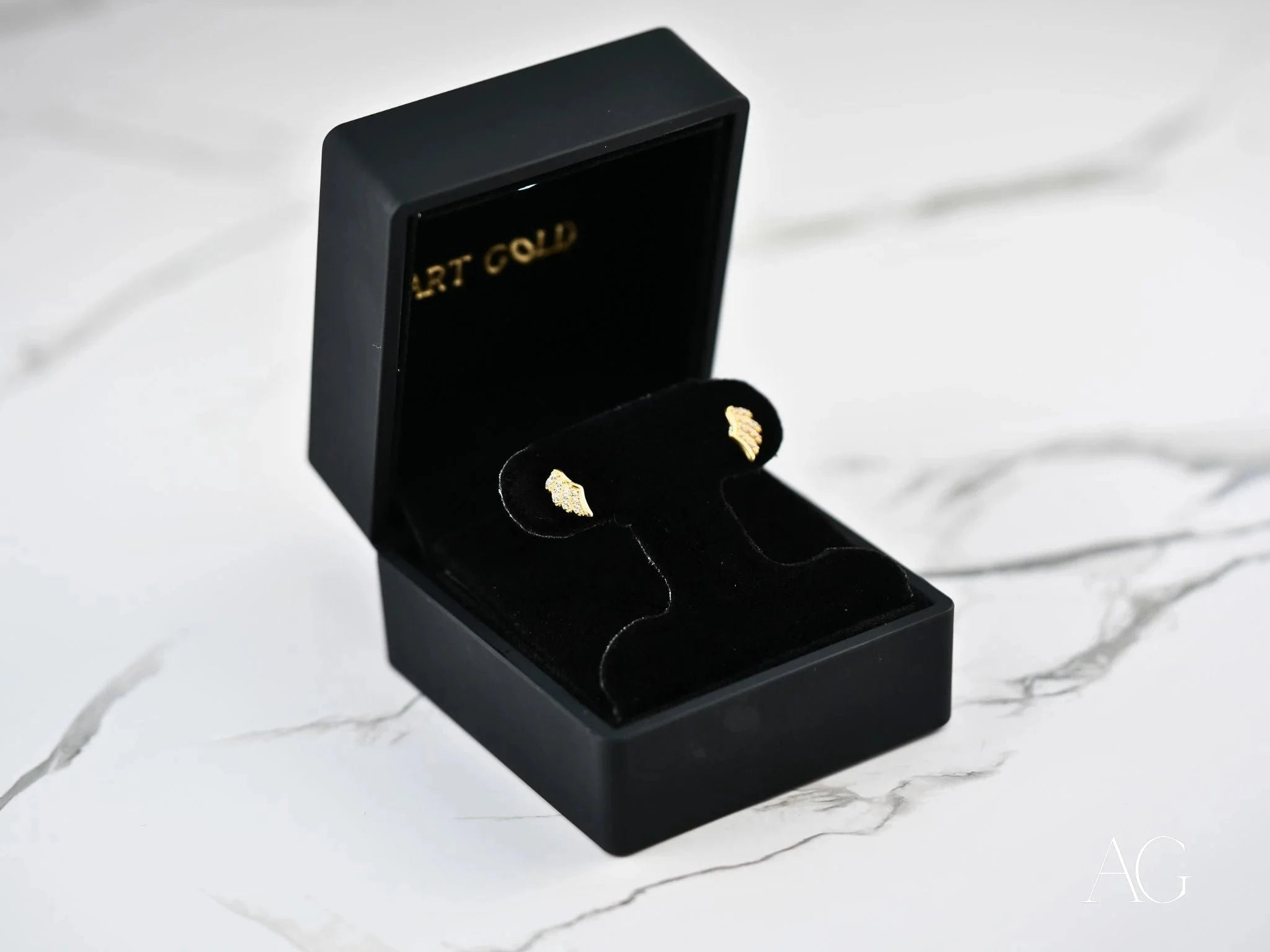 18k Gold CZ Angel Wing Earrings for Women - Elegant Winged Stud Earrings for Everyday Wear, Gift Giving & Special Occasions