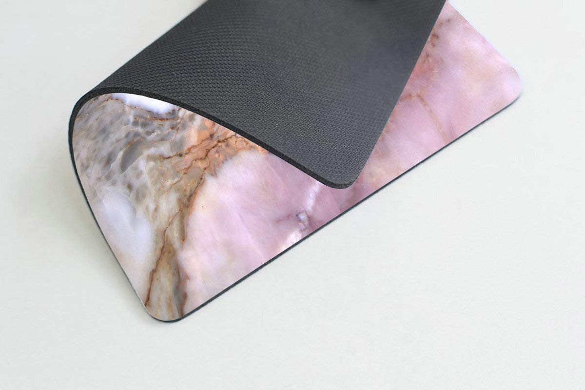 Premium White Gold & Pink Marble Mouse Pad - Non-Slip Office Desk Mat with Rose Gold Accents for Women | Perfect for Work, Gaming & Home Office Setup