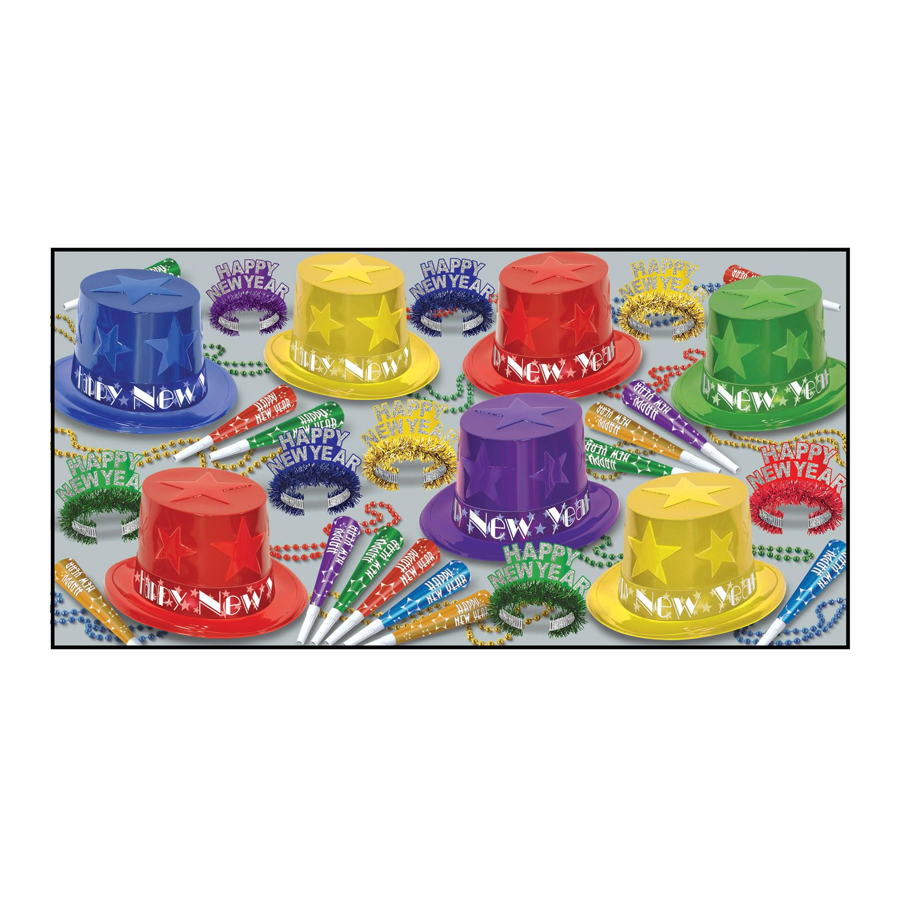 Beistle New Year Star Party Kit - Assorted Decorations for 50 Guests | Perfect for NYE Celebrations, Countdown Parties & Holiday Events