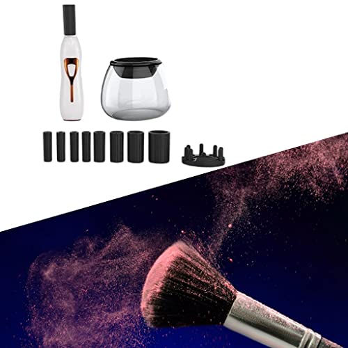 Professional Makeup Brush Cleaner & Dryer Machine with 8 Rubber Collars - Fast Spin Cleaning for Cosmetics Brushes | Perfect for Salon, Home & Travel Use