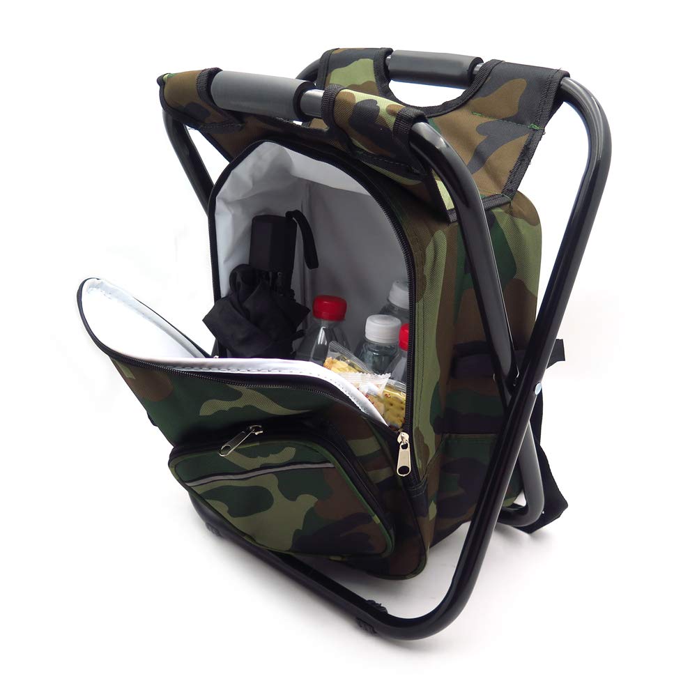 HTTMT Foldable Outdoor Multi-Function Fishing Backpack with Beach Chair, Stool & Cooler Bag - Portable Camping, Hiking, Picnic Gear for Men & Women [Item Number: ET-Seat001] - Perfect for Beach Trips, Fishing Excursions & Outdoor Adventures