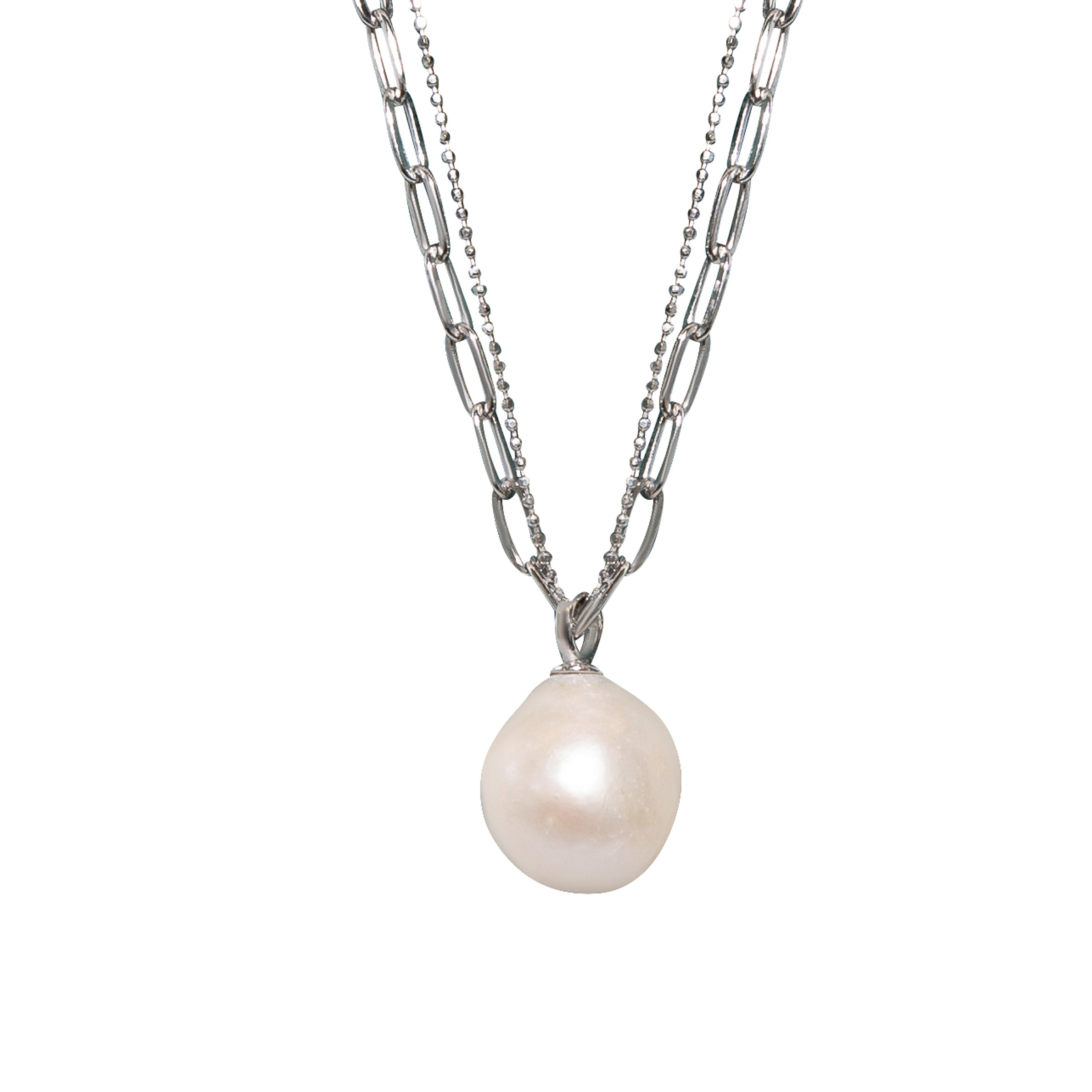 Botero Pendant Twin Stream Silver Necklace for Women - Elegant 925 Sterling Silver Jewelry Gift for Her - Perfect for Date Night, Anniversary & Special Occasions