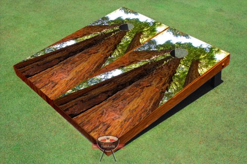 Custom Tailgate Red Wood Trees Themed Cornhole Boards Set - Premium Outdoor Lawn Game for Backyard Parties, BBQs, and Tailgating - Perfect for Family Fun and College Football Events