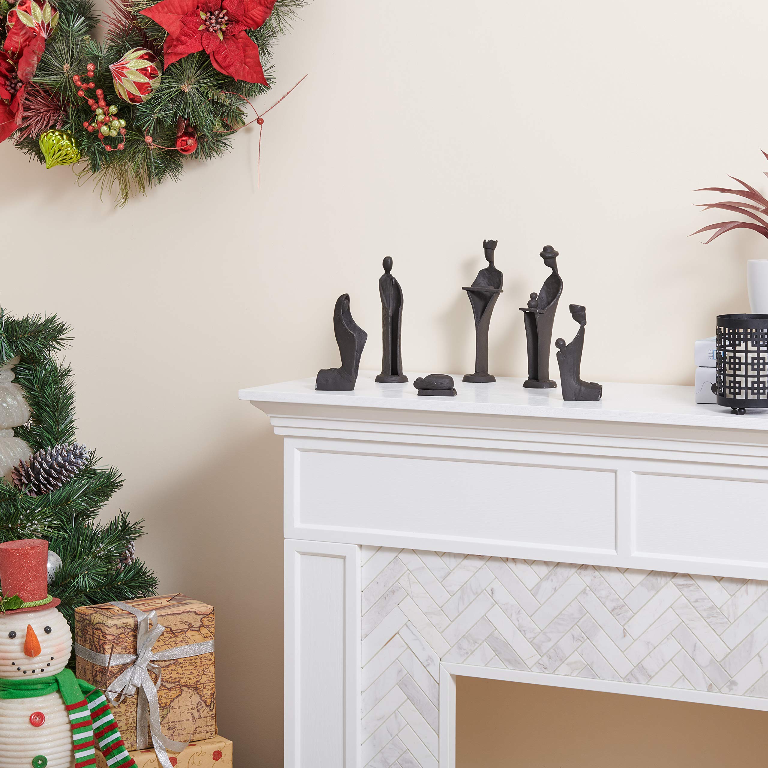 Danya B. Modern Christmas Nativity Scene Set - 9-Inch Iron Manger with Baby Jesus, Mary, Joseph & Three Wise Men for Holiday Home Decor, Church Display & Gift Giving