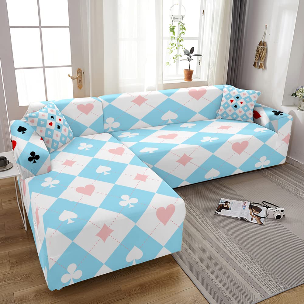 Stylish Waterproof Stretch Sofa Cover - Elastic L-Shape Couch Slipcover with Geometric Print for Living Room (3-Seater 190-230cm) - Perfect for Pets, Kids & Spill Protection