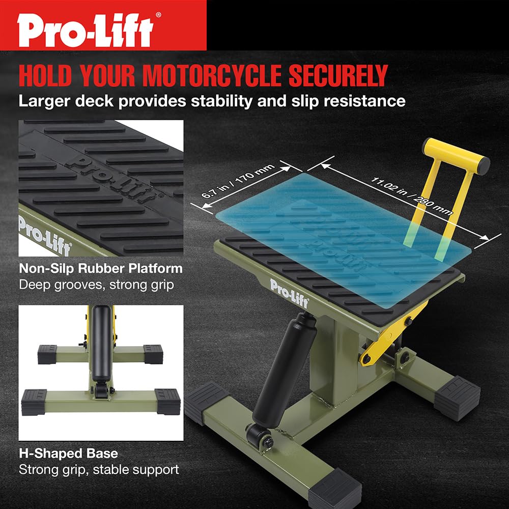 Pro-Lift Dirt Bike Stand Lift - 440 lbs Capacity Hydraulic Motorcycle Jack with Adjustable Height, Heavy Duty Pit Bike Repair Stand for Maintenance & Storage - Perfect for Garage, Workshop & Off-Road Riding