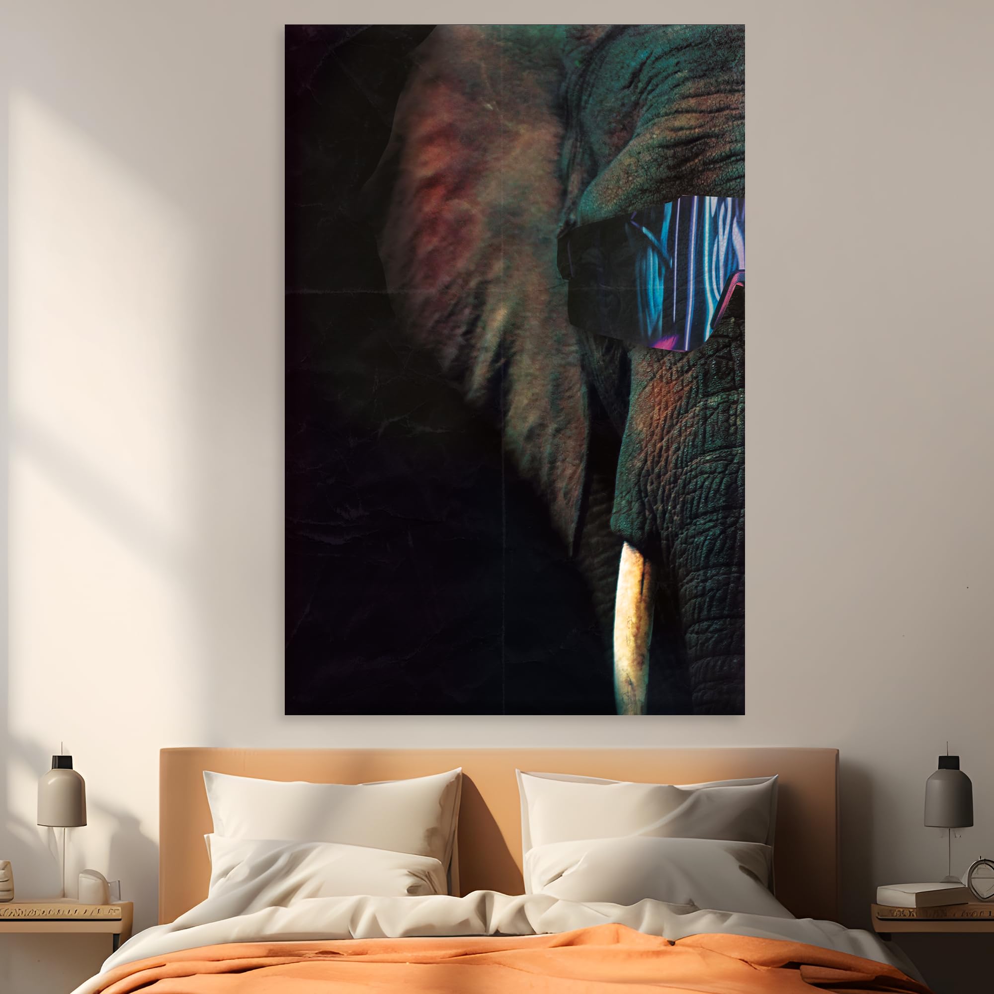 EGD Elephant Acrylic Wall Art - Modern Home Decor & Interior Design - High-Quality Photo Printing for Living Room, Bedroom, Office - Multiple Sizes & Wood Support Options (32