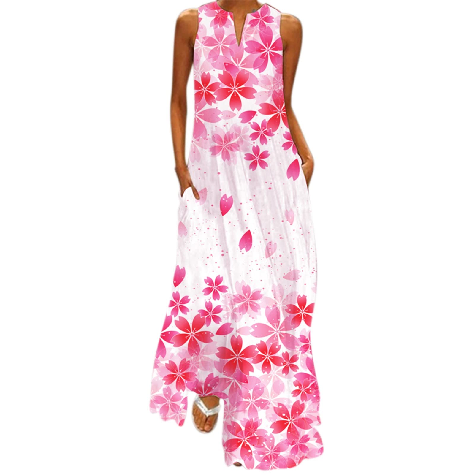 Keepfit Sleeveless Maxi Dress for Women - Flowy High Waist Summer Casual Dress with Stylish Print, Perfect for Beach Parties, Vacations & Outdoor Events 2023