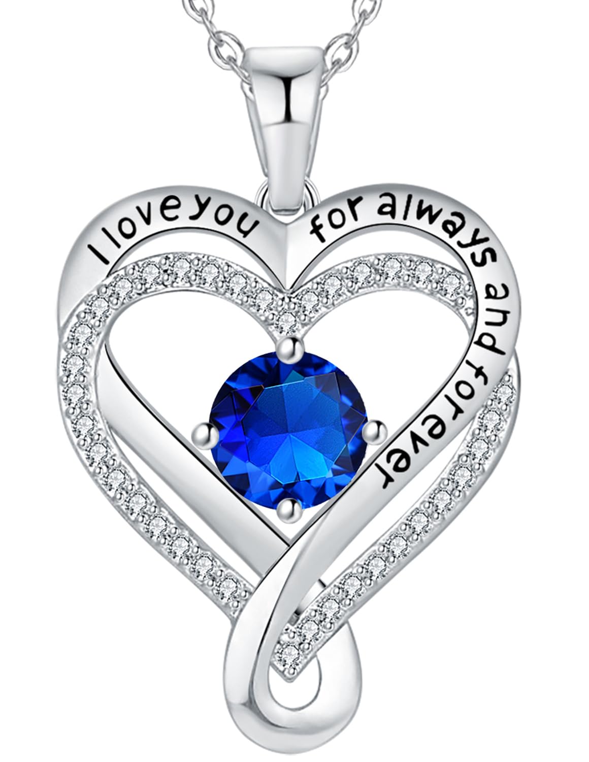 Infinity Heart Birthstone Necklace for Women - S925 Sterling Silver I Love You Jewelry, Anniversary & Birthday Gift for Wife, Girlfriend, Mom, Daughter | Perfect for Valentine's Day, Mother's Day & Romantic Occasions
