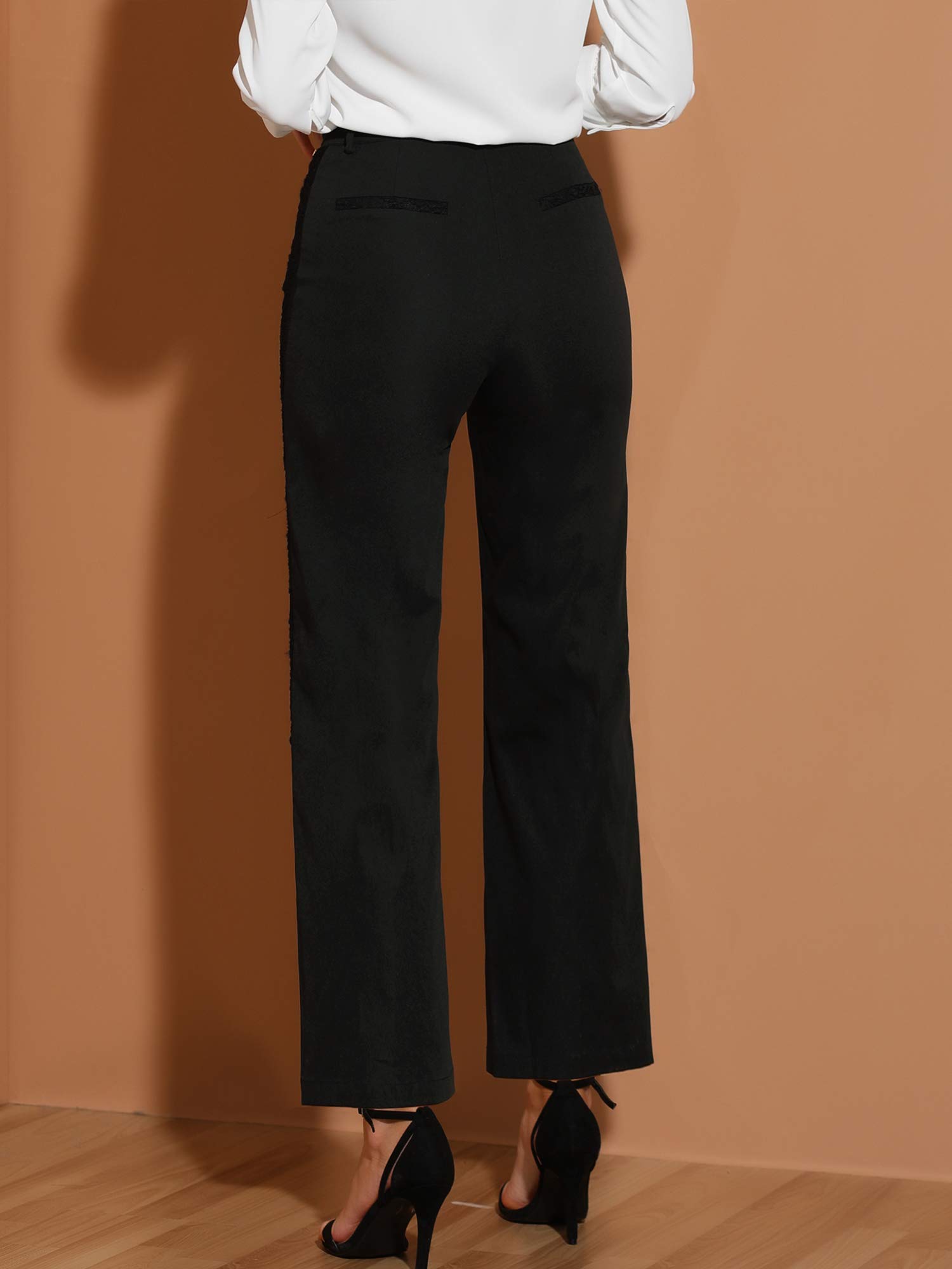 Allegra K Women's High Waist Wide Leg Work Pants - Straight Fit Office Trousers for Business Casual & Professional Wear