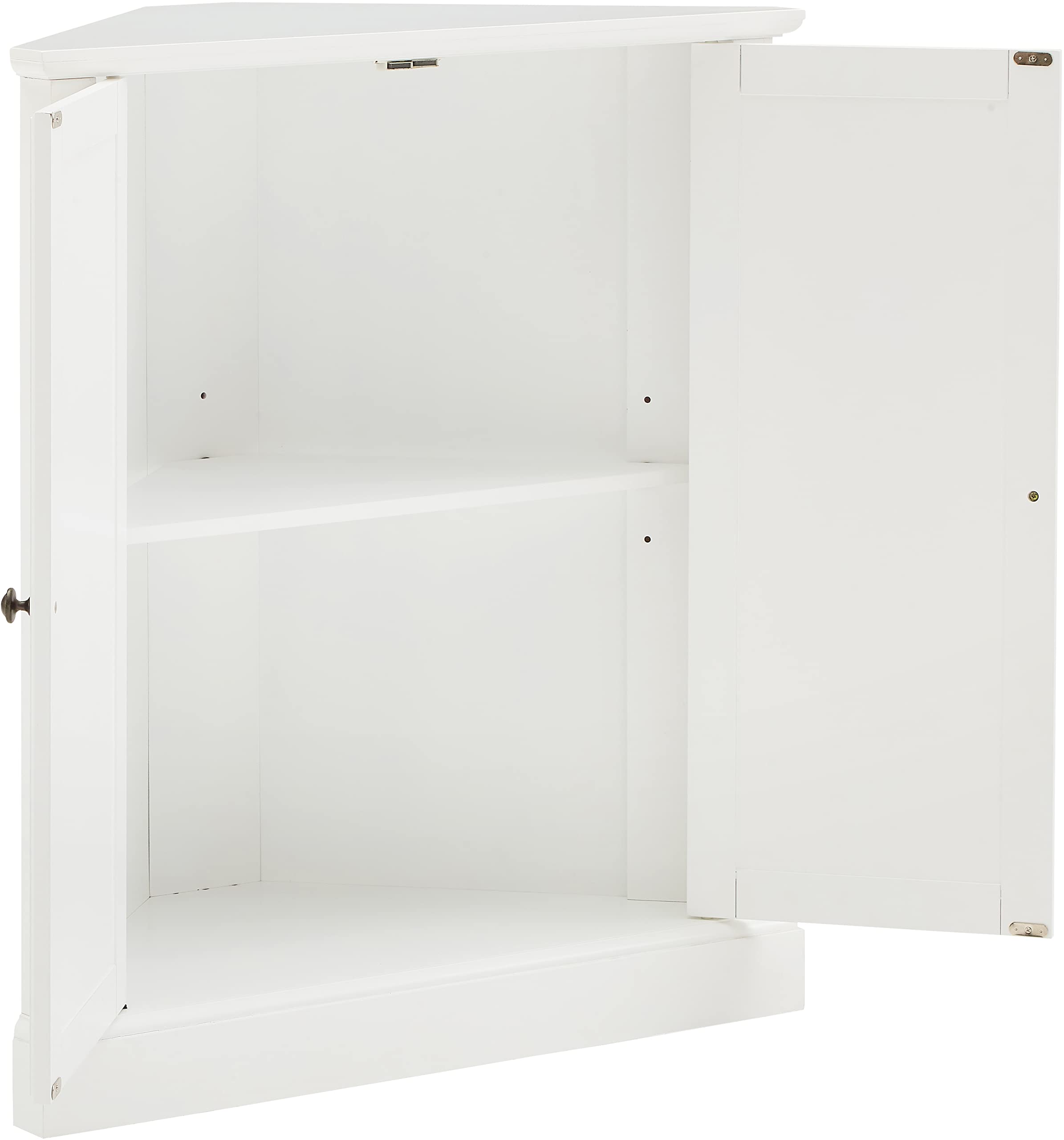 Crosley Furniture Shoreline Stackable Corner Pantry Cabinet with Adjustable Shelves - White Kitchen Storage Organizer for Pantry, Dining Room & Laundry Room - Space-Saving Corner Solution for Small Homes & Apartments