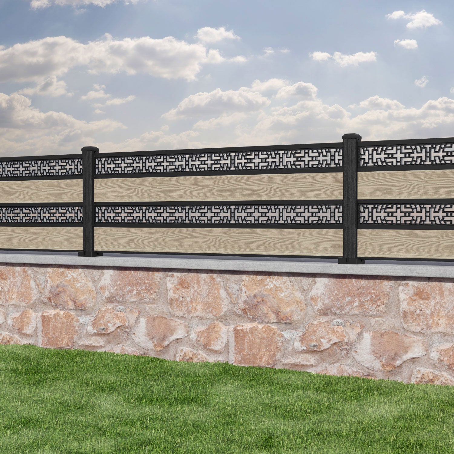 Classic Kumo Split Screen Fence Panel - Light Oak Composite Privacy Fencing for Backyard, Garden, and Patio | Durable Weather-Resistant Outdoor Decor