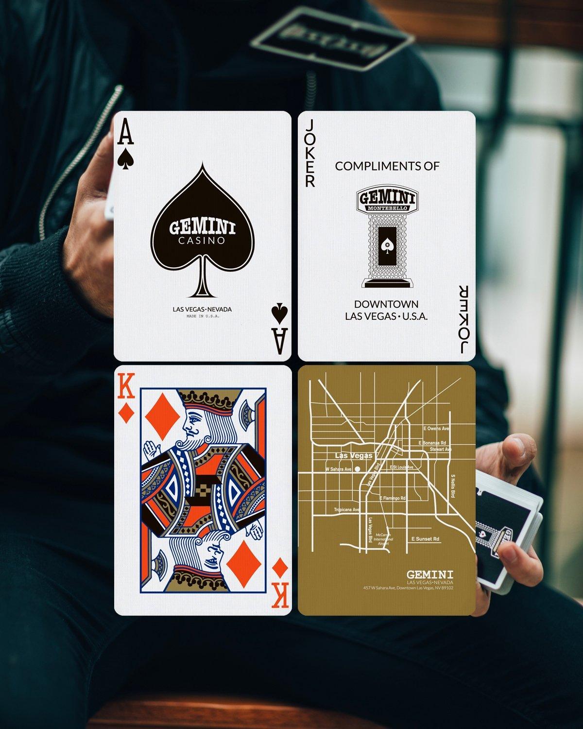 Premium Black Gemini Casino Playing Cards - 2 Decks of High-Quality Plastic Coated Cards for Poker, Blackjack, and Magic Tricks - Perfect for Game Nights, Casino Parties, and Professional Cardistry