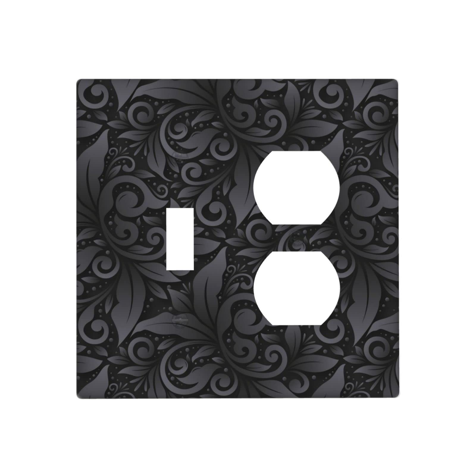 3D Floral Light Switch Cover - Black Decorative Wall Plate for Single Toggle Outlet, Standard Size 4.5