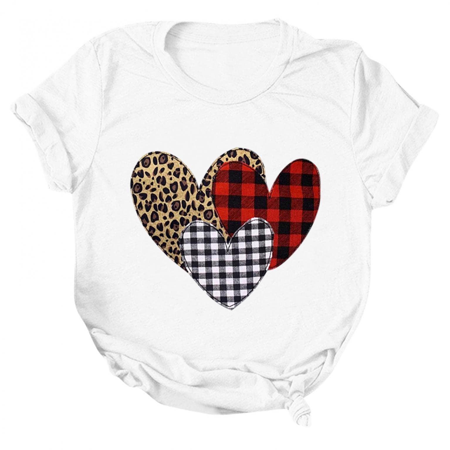 Women's Round Neck Print Short Sleeve Tunic Tops - Casual Blouse Shirts for Valentine's Day, Date Night & Office Wear | Flowy Summer T-Shirts for Women
