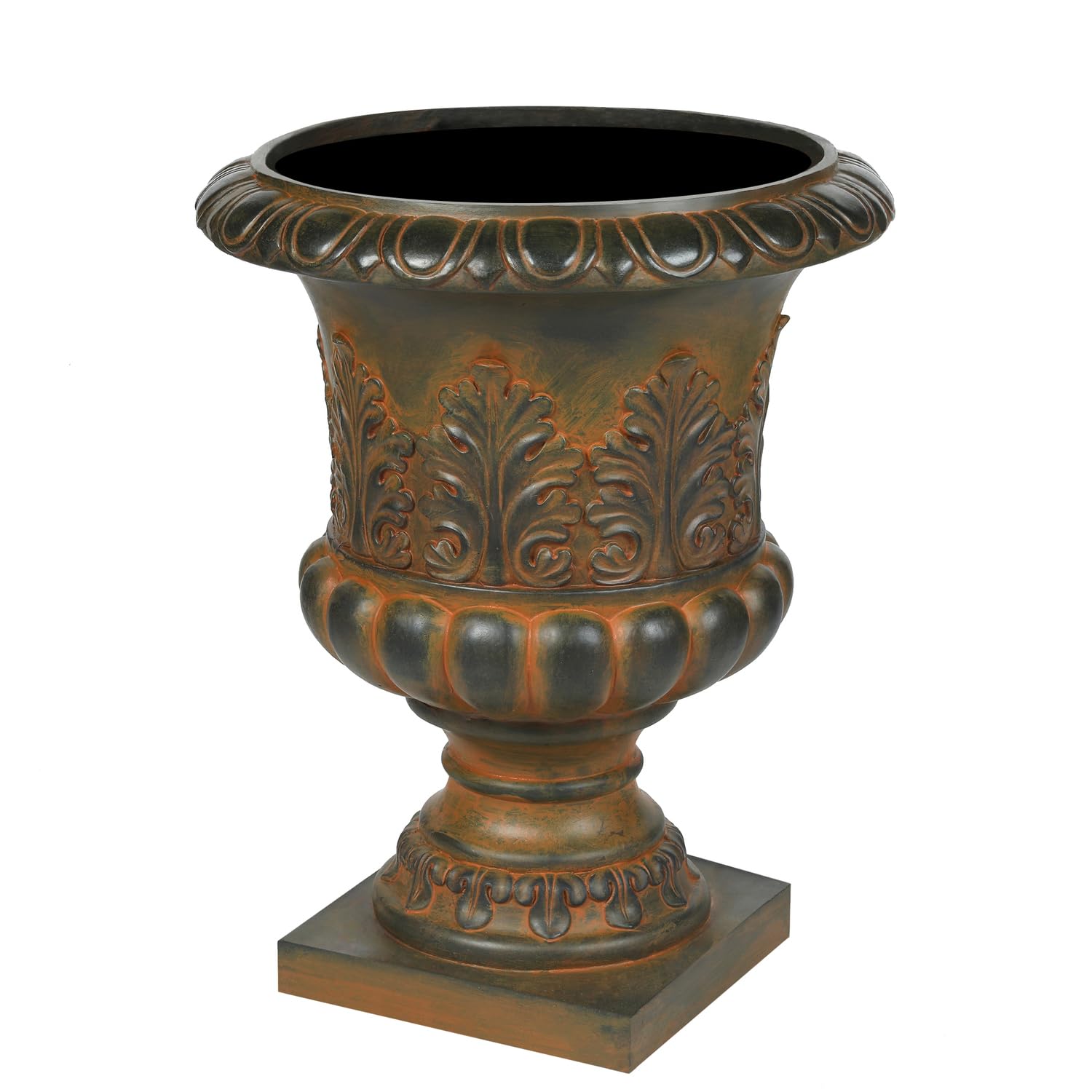 Mediterranean Style Weathered Brown Decorative MGO Urn Planter - Perfect for Garden, Patio, and Home Décor