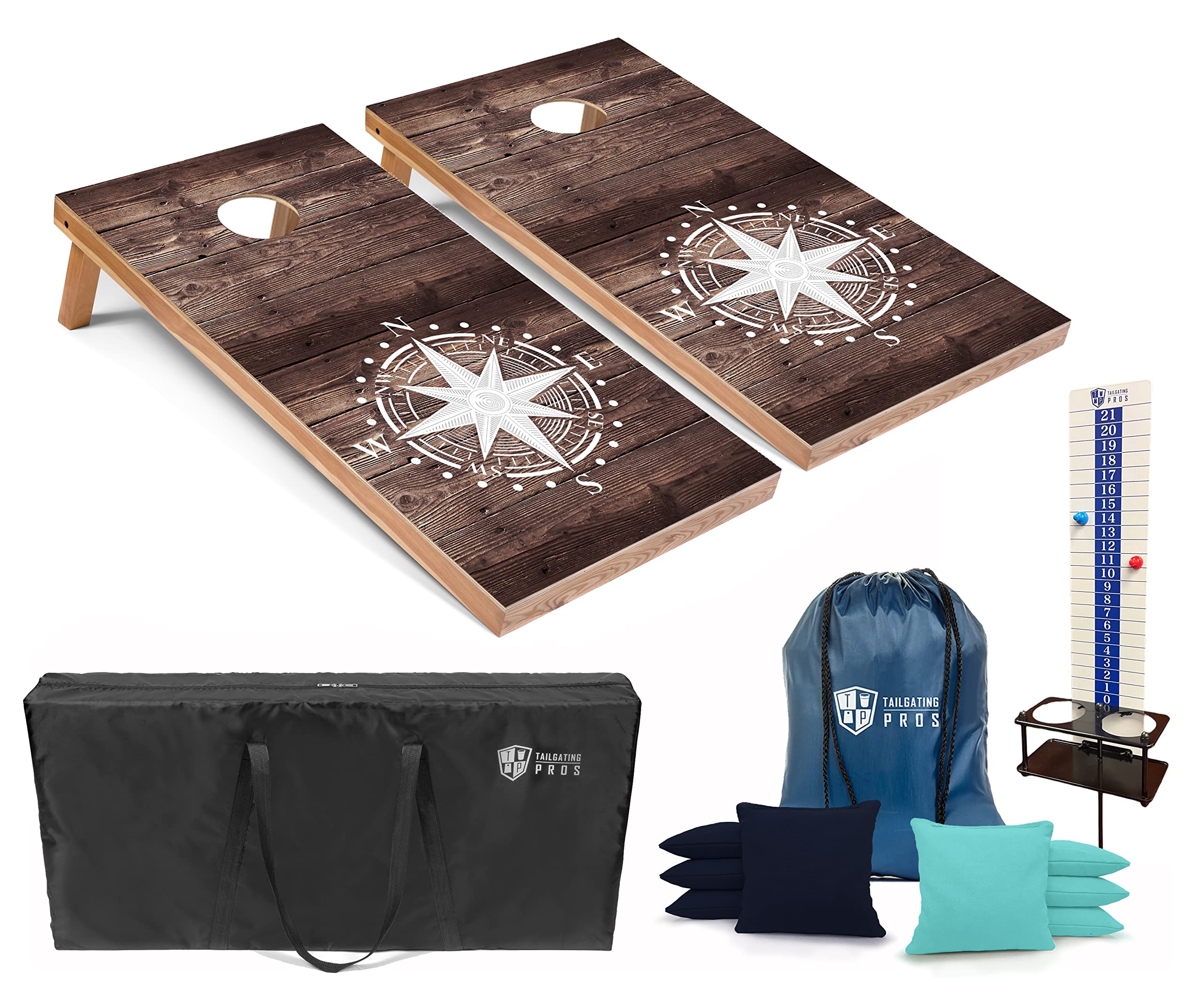 Premium Corn Hole Board Set with 8 Bean Bags, Score Keeper & Carrying Case - Regulation 4'x2' Cornhole Game for Outdoor Parties, Tailgating, Backyard Fun - Optional LED Lights for Night Play