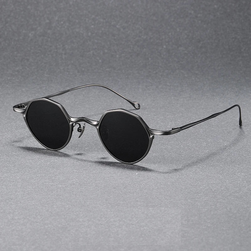 Unisex Black Titanium Polarized Sunglasses S5973 - Full Rim Polygon Frame for Men & Women - Perfect for Driving, Outdoor Sports & Fashion Accessories