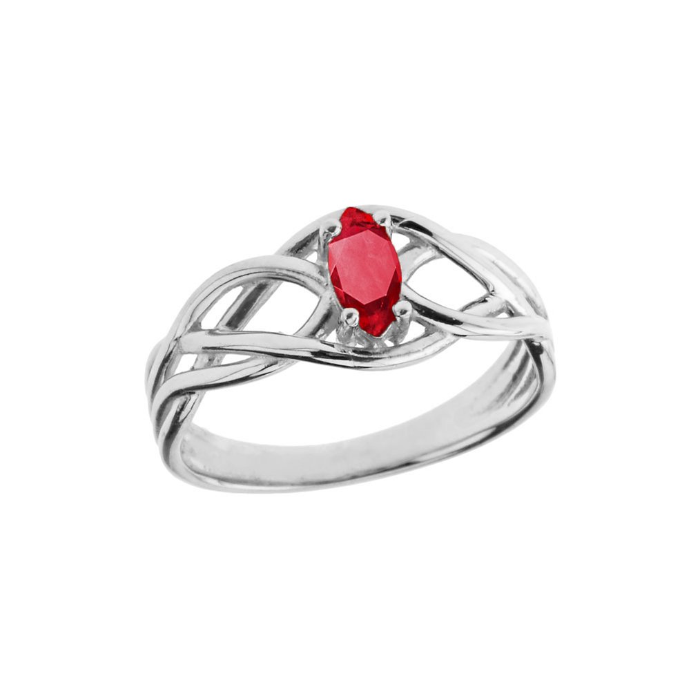 14K White Gold Ruby Celtic Knot Engagement & Promise Ring for Women - Size 10 | Elegant Irish Inspired Jewelry for Weddings, Anniversaries & Special Occasions