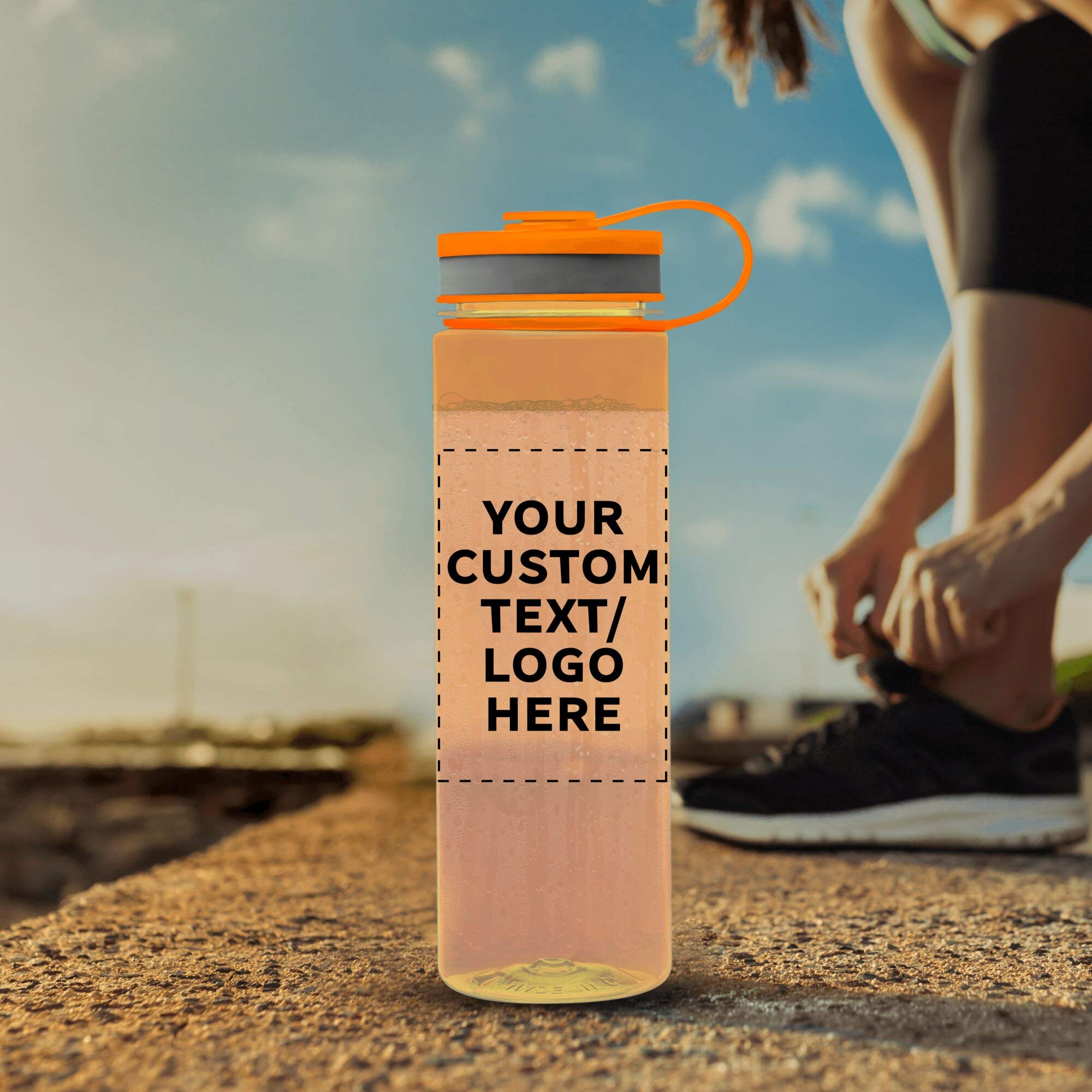 Custom 26 oz Wide Mouth Water Bottles - Bulk Pack of 50, BPA Free, Personalized with Logo - Perfect for Gym, Camping, Hiking, School & Team Events - Orange Sports Water Bottles for Hydration On The Go