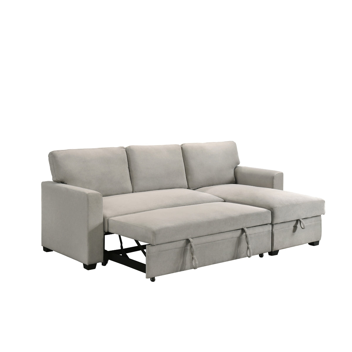 Modern Beige 2-Piece Sectional Sofa with Pull-Out Sleeper & Reversible Storage Chaise - Perfect for Small Spaces, Living Rooms, and Guest Accommodations