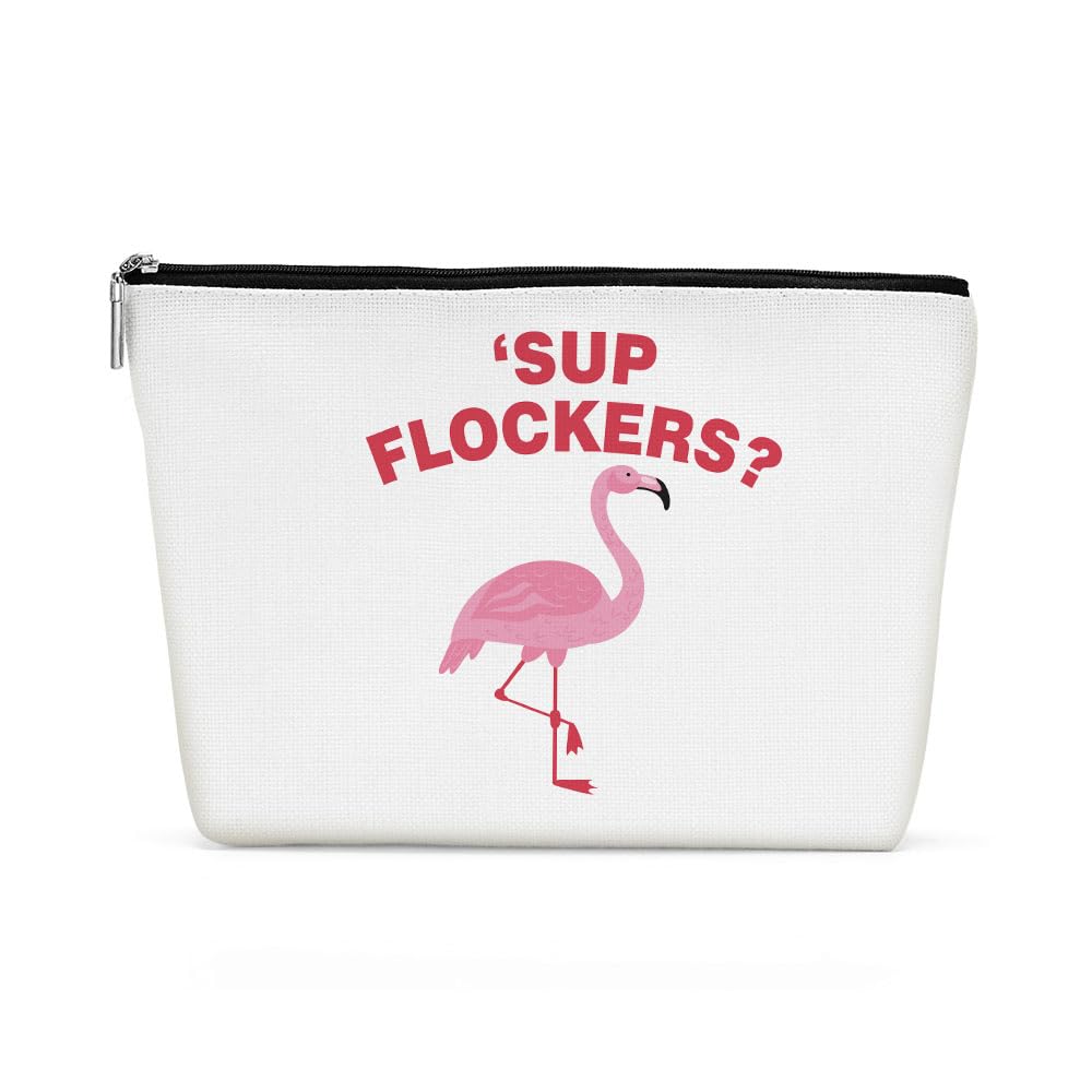 Pink Flamingo Makeup Bag for Women | Waterproof Cosmetic & Toiletry Travel Organizer | Perfect for Summer Vacation, Bridesmaid Gifts, Birthday, Christmas, Graduation | Great for Beach Trips, Pool Parties & Girls Getaways