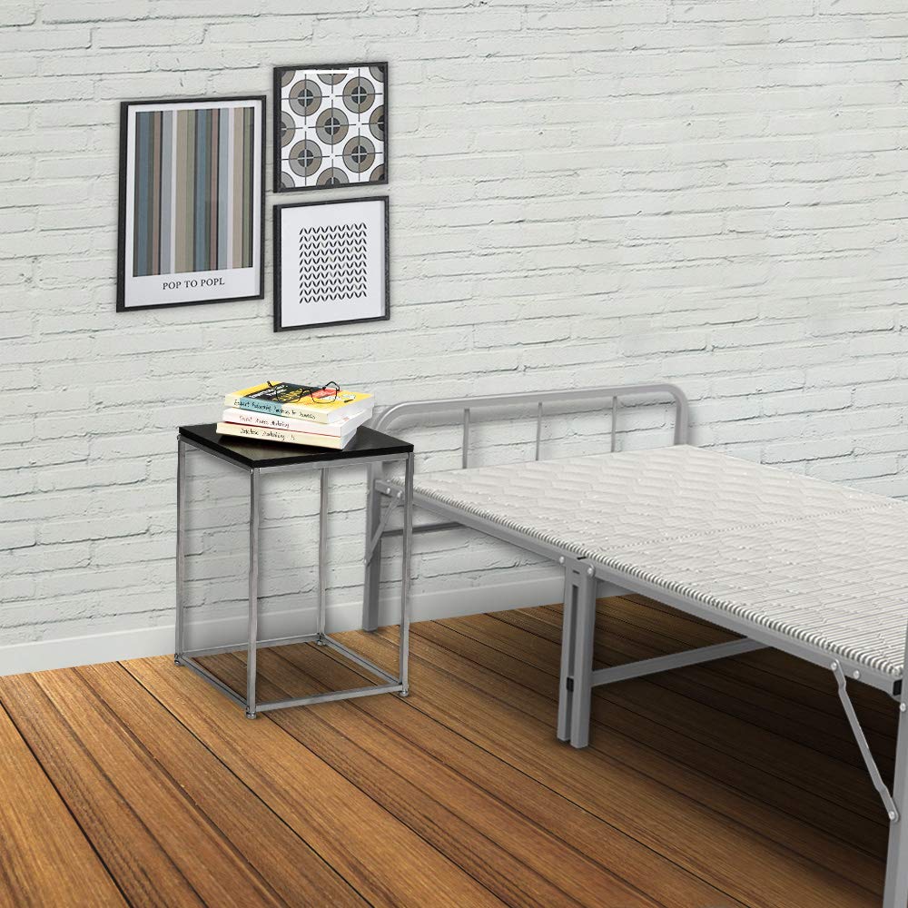 Black MDF Countertop with Grey Wrought Iron Base - Single Layer Snack Table for Kitchen, Bar, or Living Room | Modern Artisanal Side Table for Small Spaces