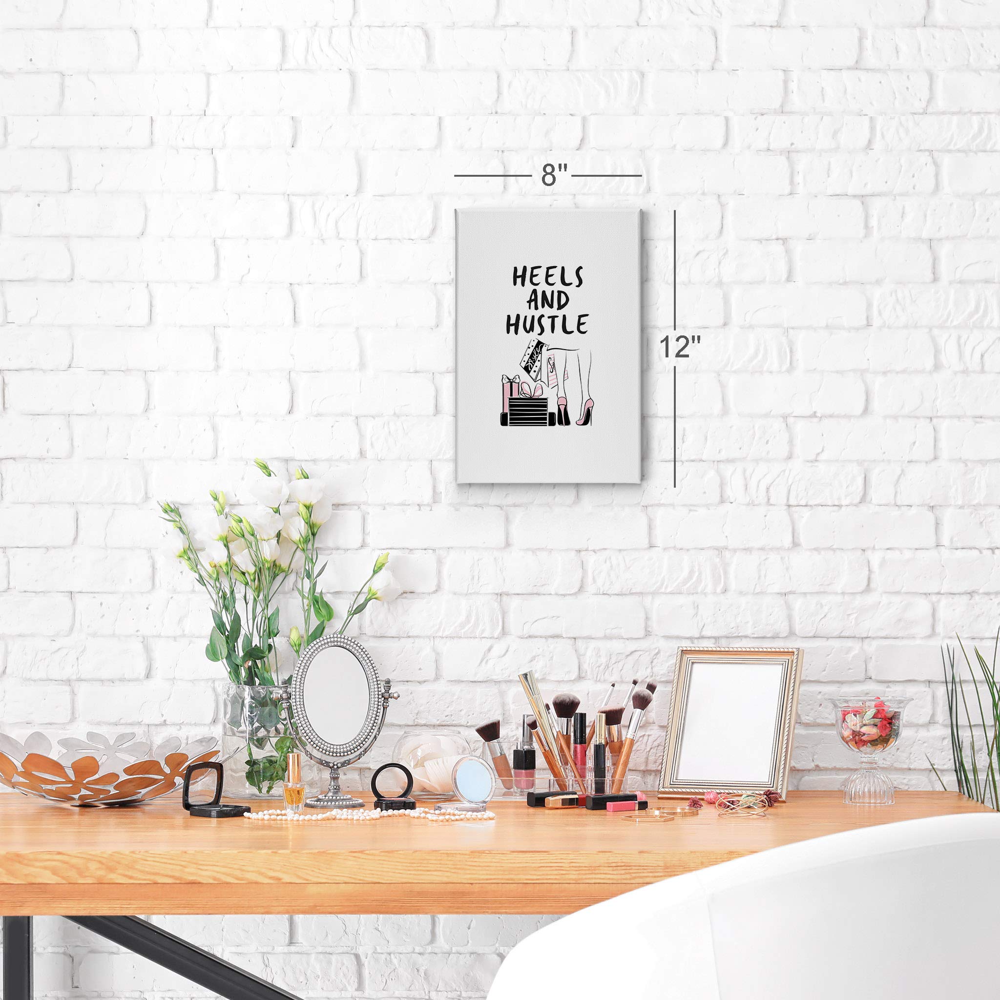 Smile Art Design Heels and Hustle Fashion Sketch Canvas Print - Glamorous Women's Wall Art for Office, Bathroom, Teen Girls Room, Dorm & Living Room Decor - Ready to Hang 40x30 Inches - Perfect for Fashion Lovers & Home Styling