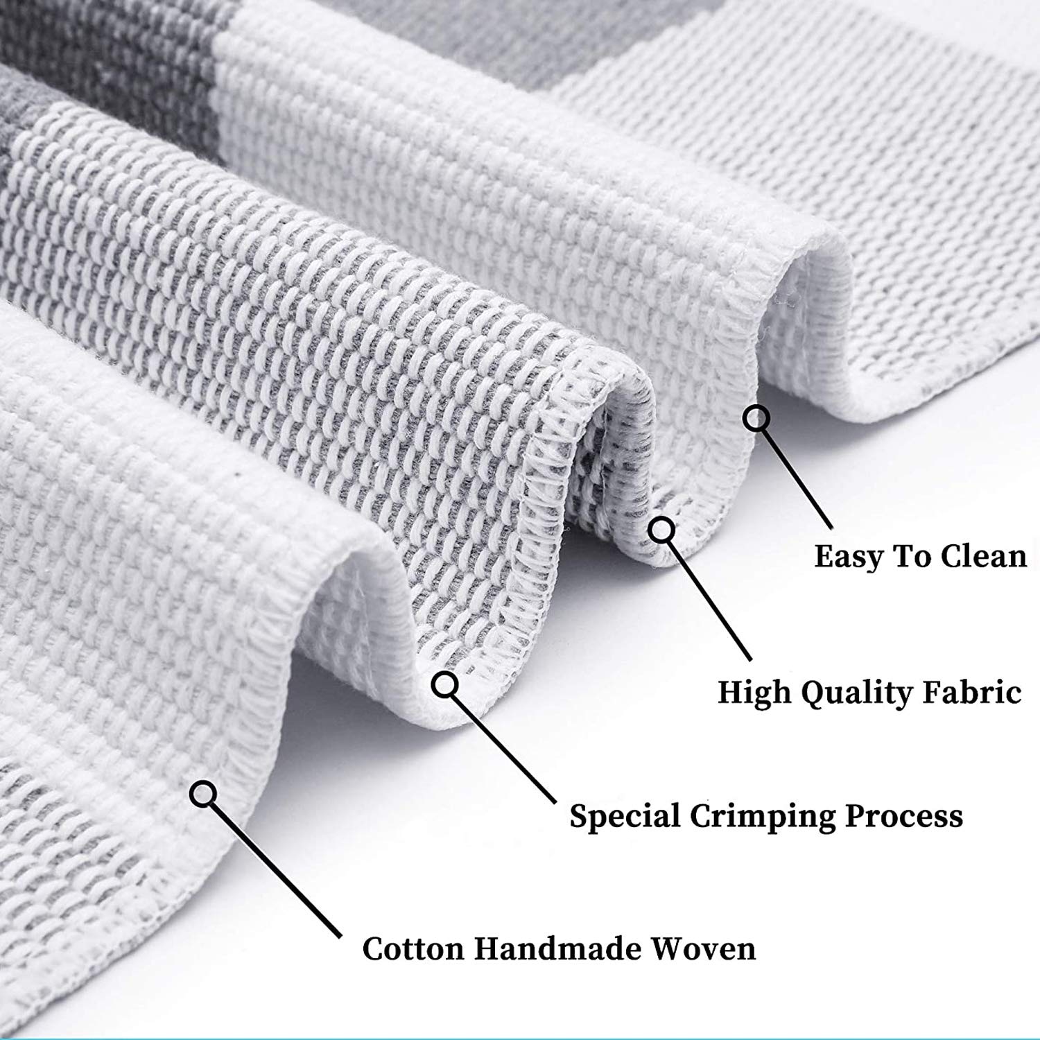 KOZYFLAY Buffalo Plaid Area Rug 8x10 Feet - Gray and White Checkered Washable Cotton Rug for Living Room, Bedroom, Dining Room, Patio - Farmhouse Style Indoor Outdoor Carpet for Home Decor & Cozy Spaces