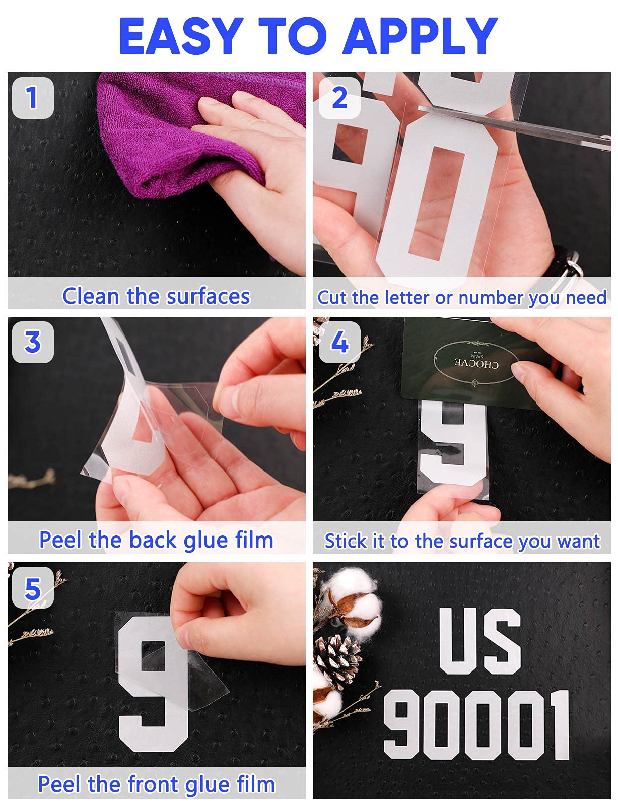Seloom 148 PCS Reflective Mailbox Numbers & Letters Stickers - Waterproof Self-Adhesive for House Address (Indoor/Outdoor Use)